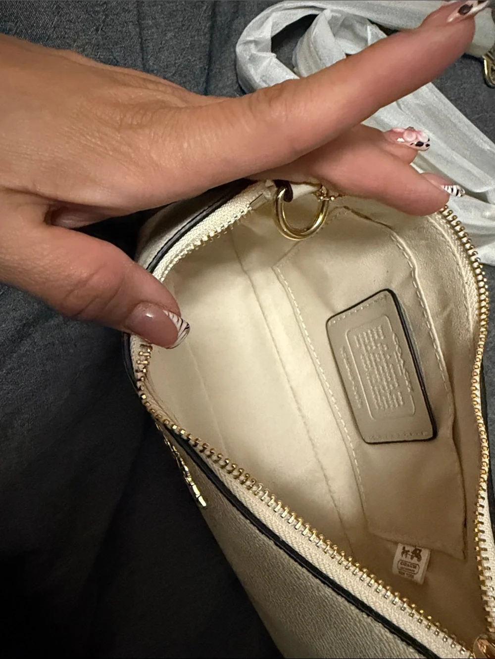 Coach Cream Signature Crossbody Bag with Gold Hardware